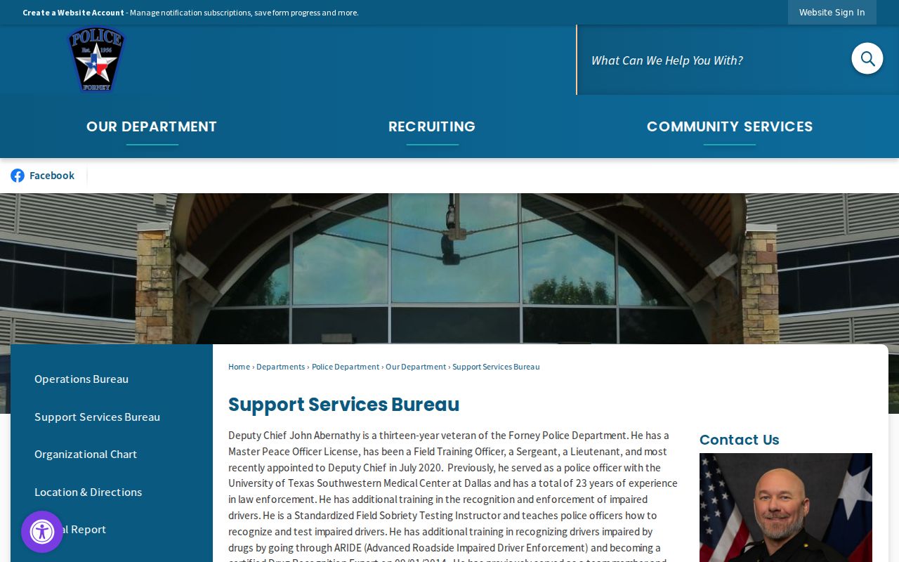 Forney criminal records and police support services page