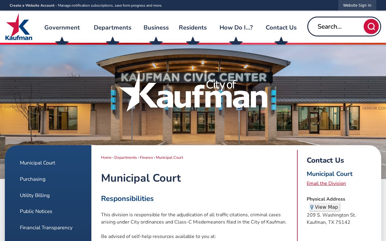 Kaufman criminal records municipal court page
