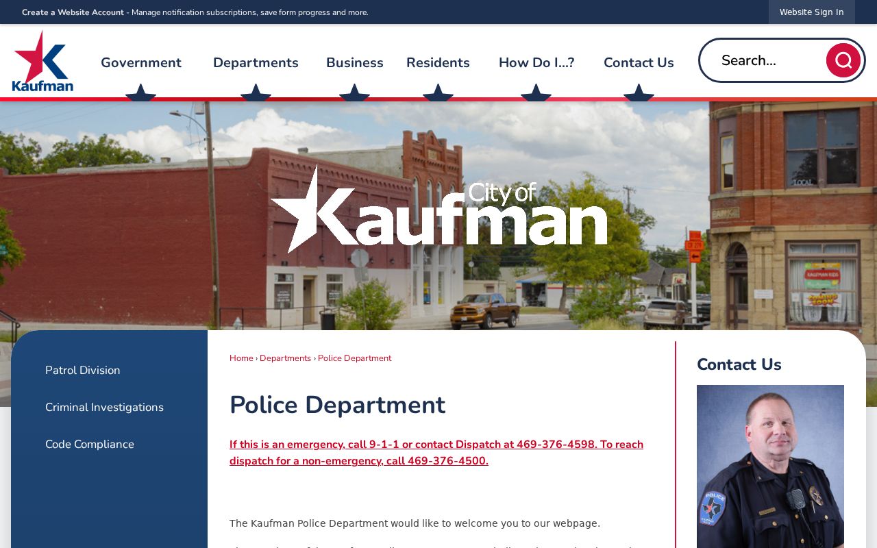 Kaufman Police Department criminal records source