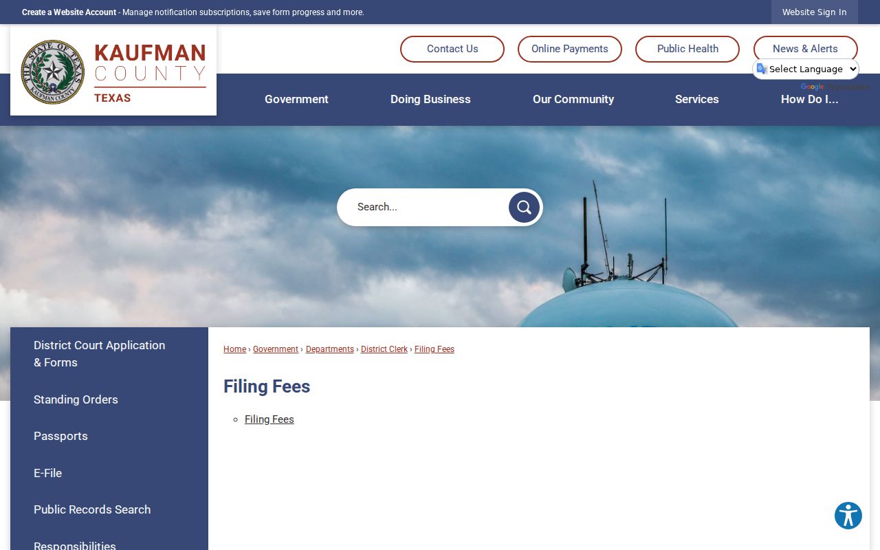Kaufman County criminal court cases District Clerk fee page