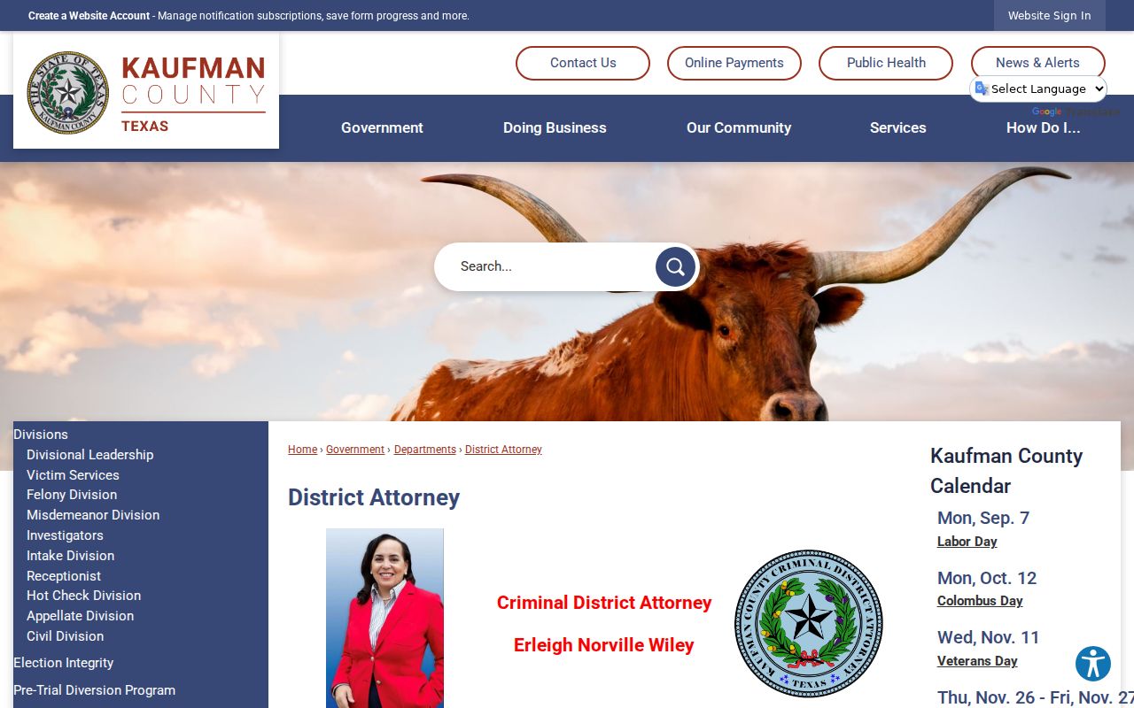 Kaufman County criminal court cases District Attorney page