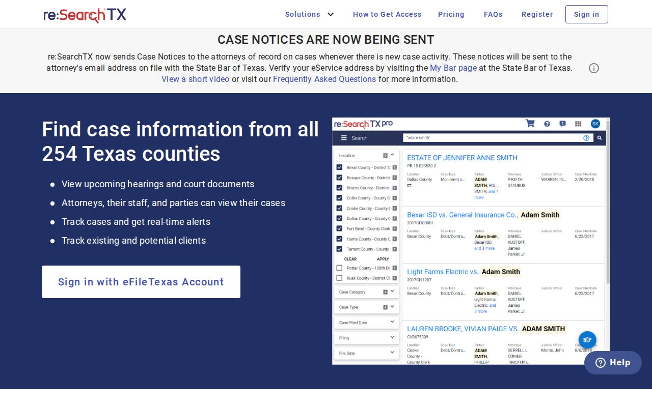 Kaufman County criminal court cases reSearchTX portal