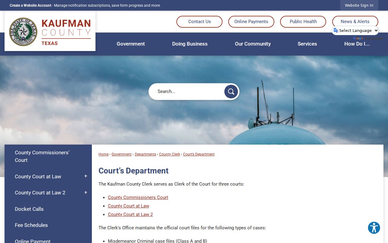 Kaufman County criminal court cases County Clerk courts page