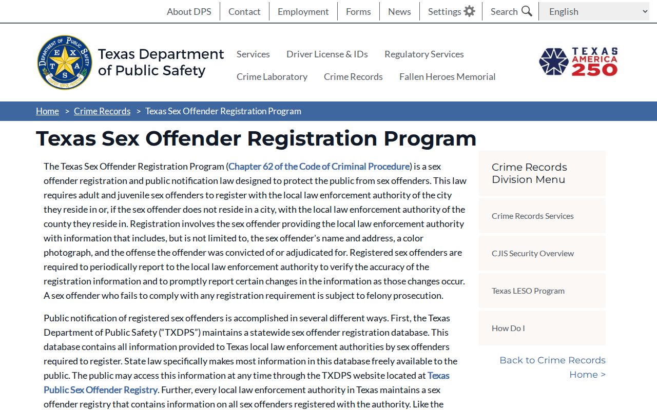 Kaufman County sex offender search Texas registration program overview