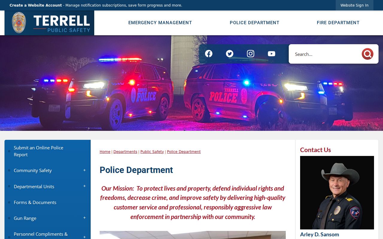 Terrell Police Department criminal records source